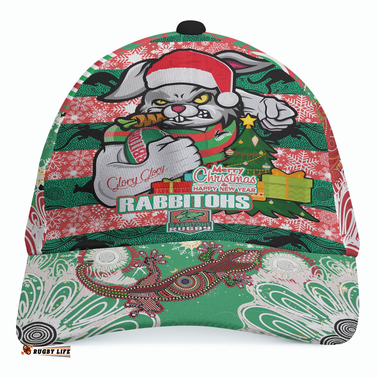 Amazing Aussie South Sydney Rabbitohs Merry Christmas Super Rabbitohs With Ball And Aboriginal Patterns Cap Aussie Hat