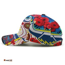 Amazing Aussie North Queensland Cowboys Anzac Day Watercolour Custom Remembrance Cowboys With Poppy Flower Cap Aussie Hat