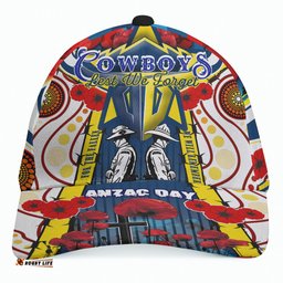 Amazing Aussie North Queensland Cowboys Anzac Day Watercolour Custom Remembrance Cowboys With Poppy Flower Cap Aussie Hat