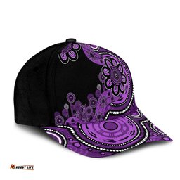 Amazing Aussie Australia Aboriginal Indigenous Dot Painting Purple Cap Aussie Hat