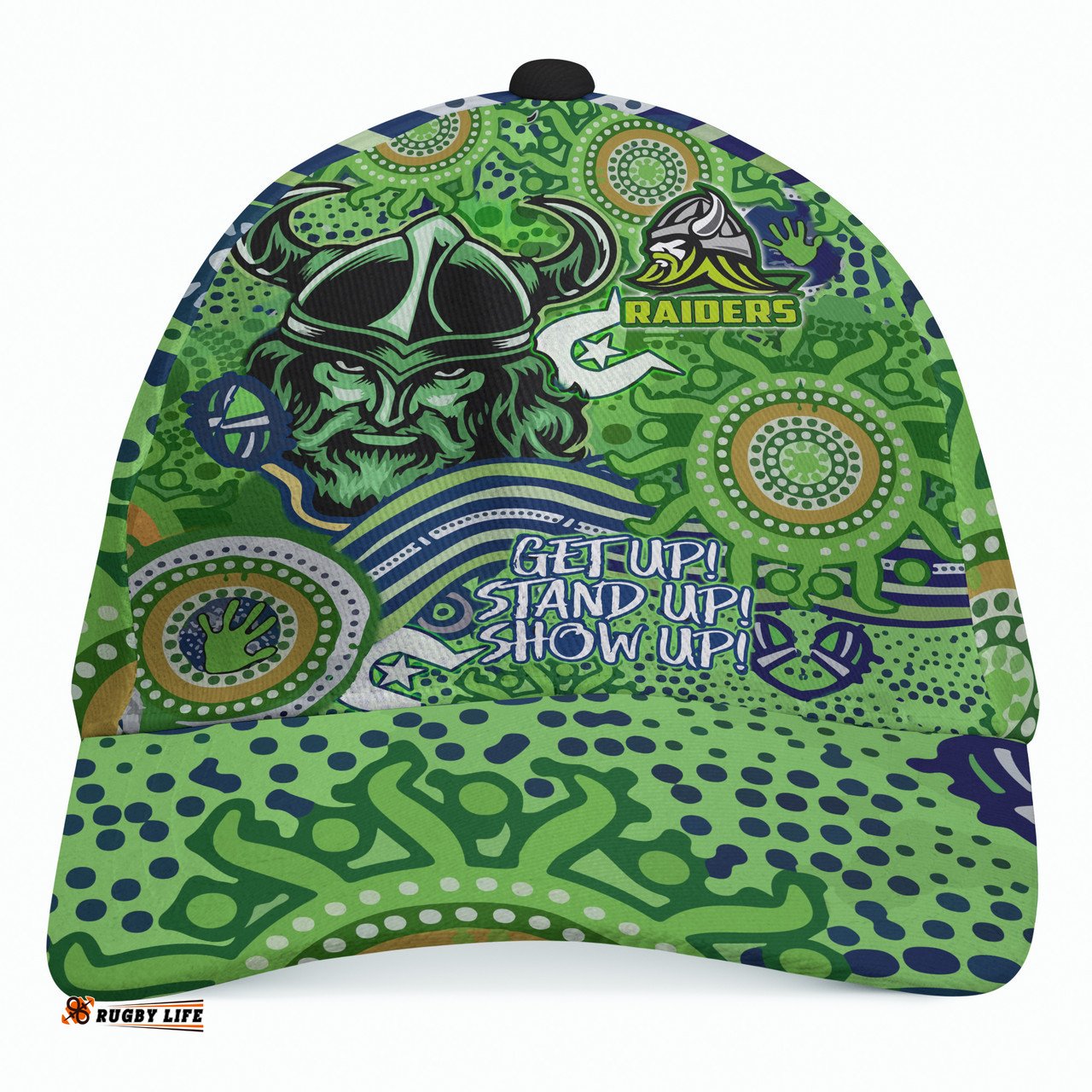Amazing Aussie Canberra Raiders Naidoc Week Watercolour Dot Painting Canberra Raiders Getting Up, Standing Up, Showing Up Cap Aussie Hat