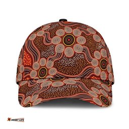 Amazing Aussie Australia Aboriginal Inspired Aboriginal Inspired Dot Art Painting VER 11 Cap Aussie Hat