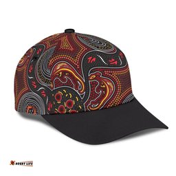 Amazing Aussie Australia Aboriginal Inspired Aboriginal Inspired Art Painting And Snake Ver1 Cap Aussie Hat