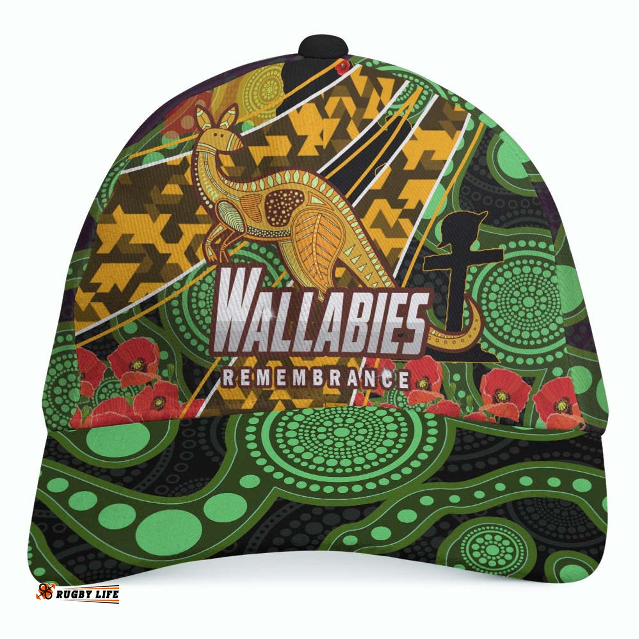 Amazing Aussie Wallabies Rugby Anzac Day Aboriginal Inspired Wallabies Kangaroo Cap Aussie Hat
