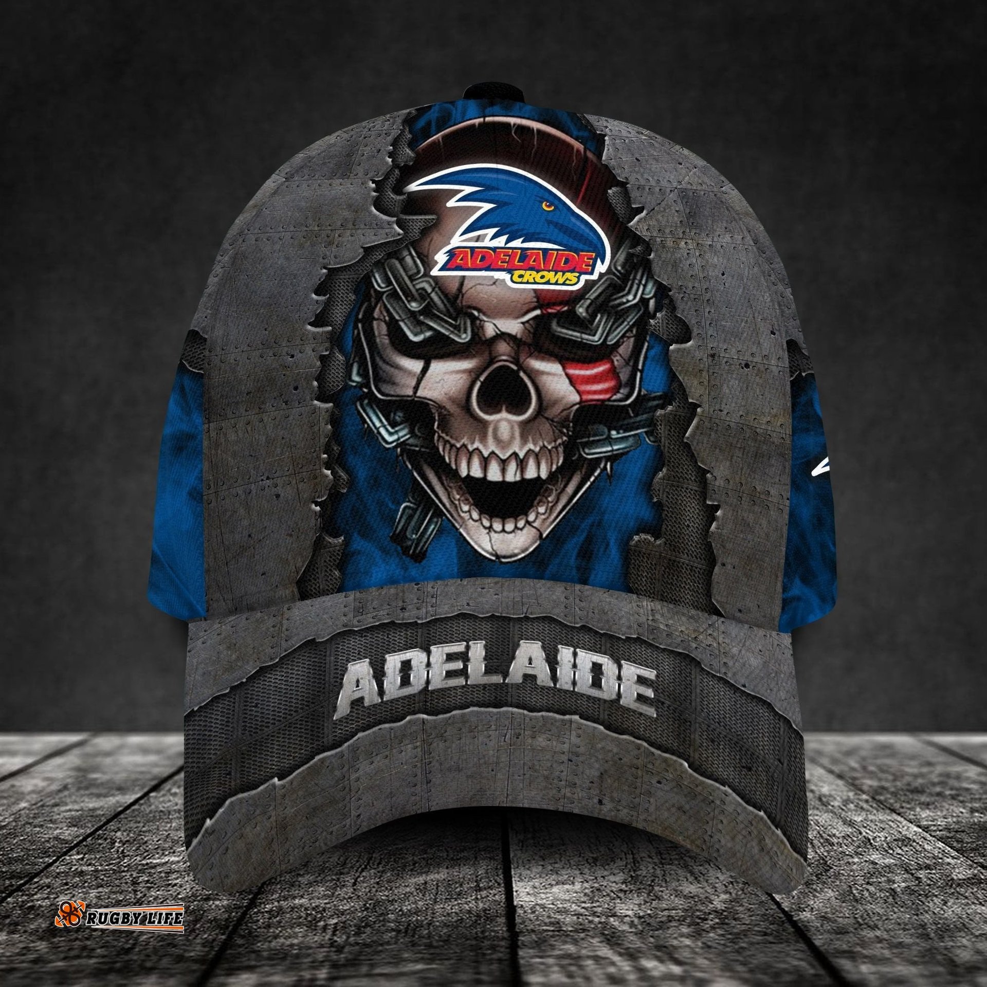 Adelaide Football Club 3D Metal Skull Personalized Classic Cap 02