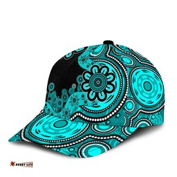 Amazing Aussie Australia Aboriginal Indigenous Dot Painting Turquoise Cap Aussie Hat