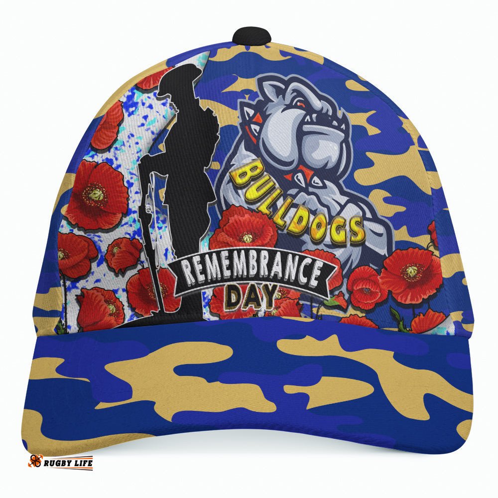 Bulldogs Rugby Cap - Bulldogs Remembrance Day With Red Poppy Cap