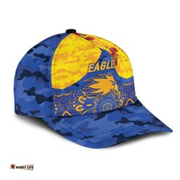 (Custom Personalised) West Coast Eagles ANZAC AFL Classic Cap Indigenous Vibes - Royal Blue