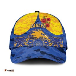 (Custom Personalised) West Coast Eagles ANZAC AFL Classic Cap Indigenous Vibes - Royal Blue