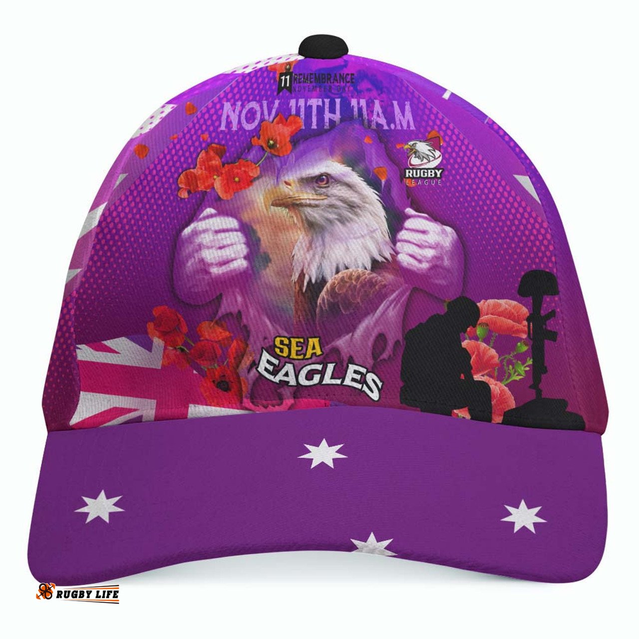 Amazing Aussie Australia Sea Eagles Remembrance Day Team Poppies Cap Aussie Hat