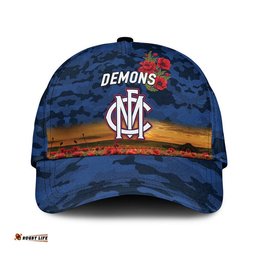 (Custom Personalised) Melbourne Demons ANZAC AFL Classic Cap Poppy Vibes