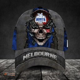 North Melbourne Football Club 3D Metal Skull Personalized Classic Cap 02