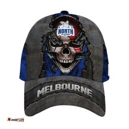 North Melbourne Football Club 3D Metal Skull Personalized Classic Cap 02