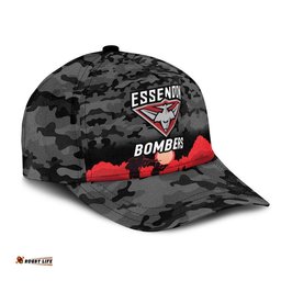 (Custom Personalised) Essendon Bombers ANZAC AFL Classic Cap Simple Style - Black