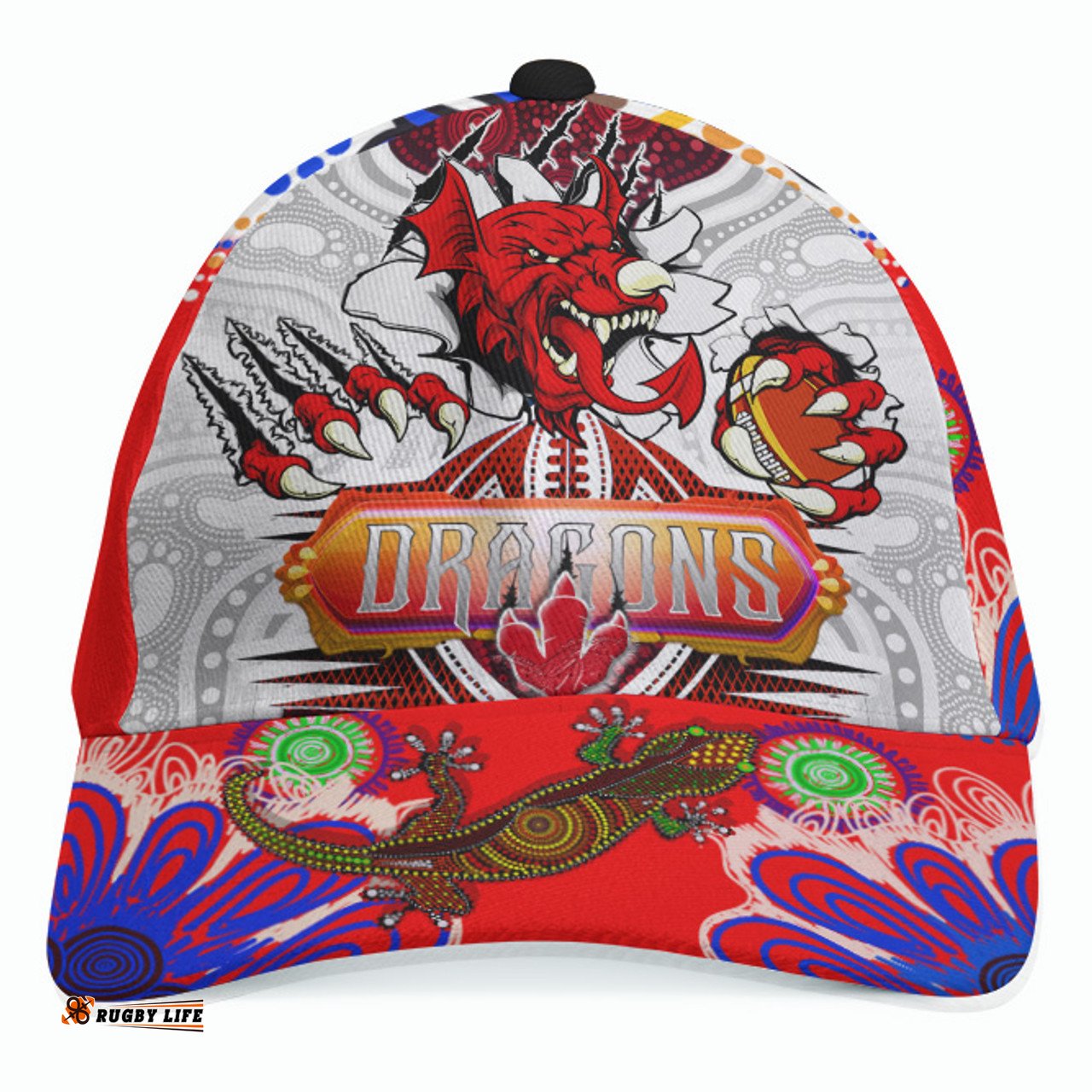 Amazing Aussie St. George Illawarra Dragons Custom Indigenous Super Dragons Scratch Style Cap Aussie Hat
