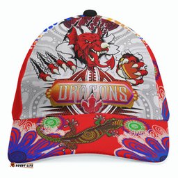 Amazing Aussie St. George Illawarra Dragons Custom Indigenous Super Dragons Scratch Style Cap Aussie Hat