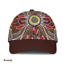 Amazing Aussie Australia Aboriginal Inspired Aboriginal Inspired Dot Art Painting VER 10 Cap Aussie Hat