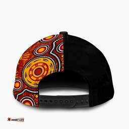 Amazing Aussie Australia Aboriginal Indigenous Dot Painting Red And Black Cap Aussie Hat