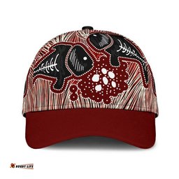 Amazing Aussie Australia Aboriginal Inspired Aboriginal Inspired Art Painting And Fish 1 Cap Aussie Hat