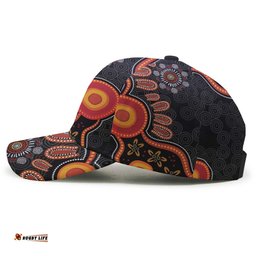 Amazing Aussie Penrith Panthers Penrith Panthers Aboriginal Inspired with Ball Indigenous Style of Dot Painting Traditional Cap Aussie Hat