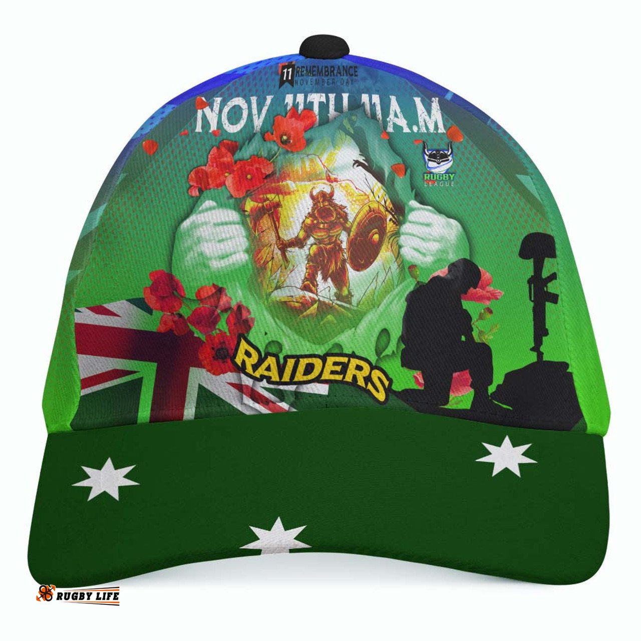 Amazing Aussie Canberra Raiders Remembrance Day Team Poppies Cap Aussie Hat