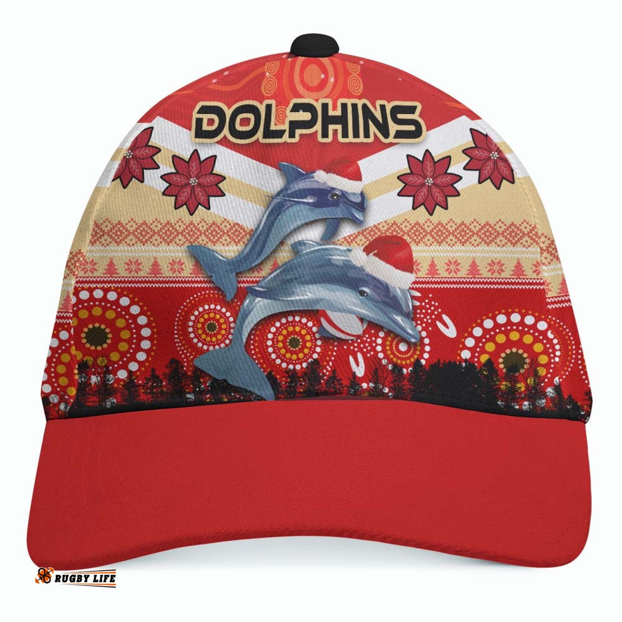 Amazing Aussie Redcliffe Dolphins Christmas Redcliffe Dolphins Ugly Christmas And Aboriginal Patterns Cap Aussie Hat