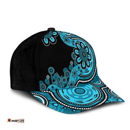Amazing Aussie Australia Aboriginal Indigenous Dot Painting Blue Cap Aussie Hat