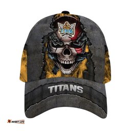 Gold Coast Titans 3D Metal Skull Personalized Classic Cap 02
