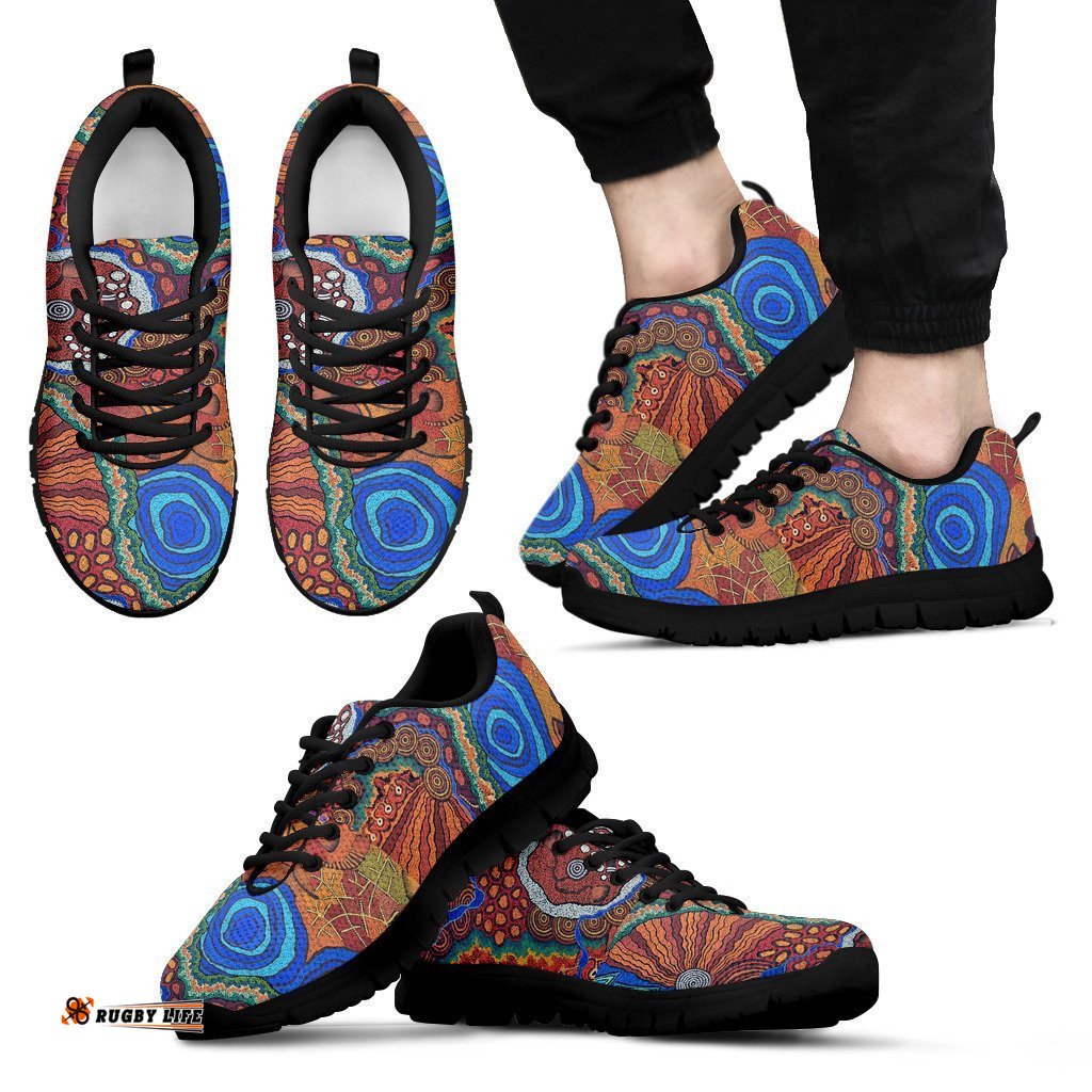 Aboriginal Uluru Landscape Art Colorful Ethnic Sneakers