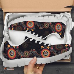 Aboriginal Flowers Patterns Circle Dot Painting 02 Sneakers