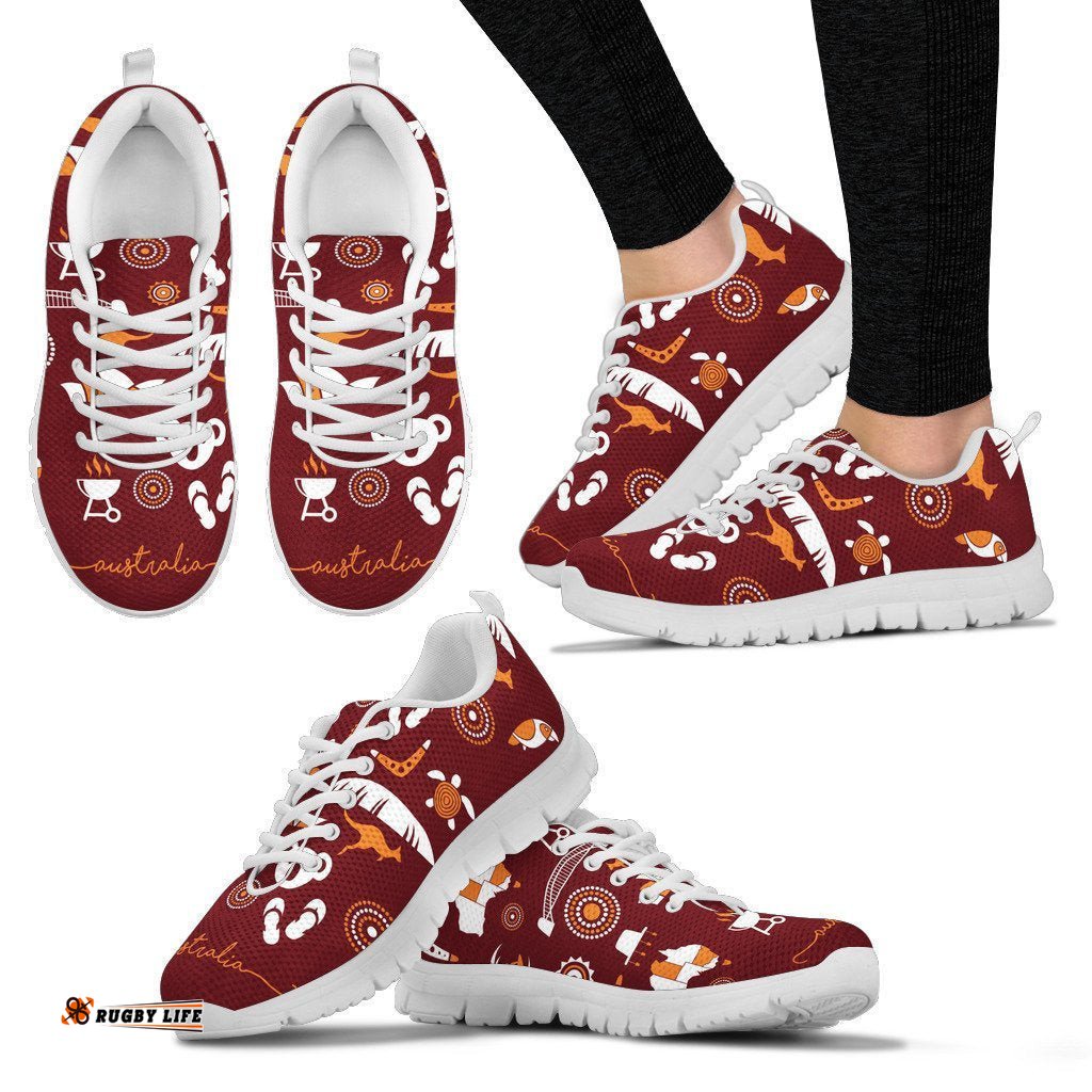 Aboriginal Kangaroo Boomerang Circle Dot Painting Sneakers