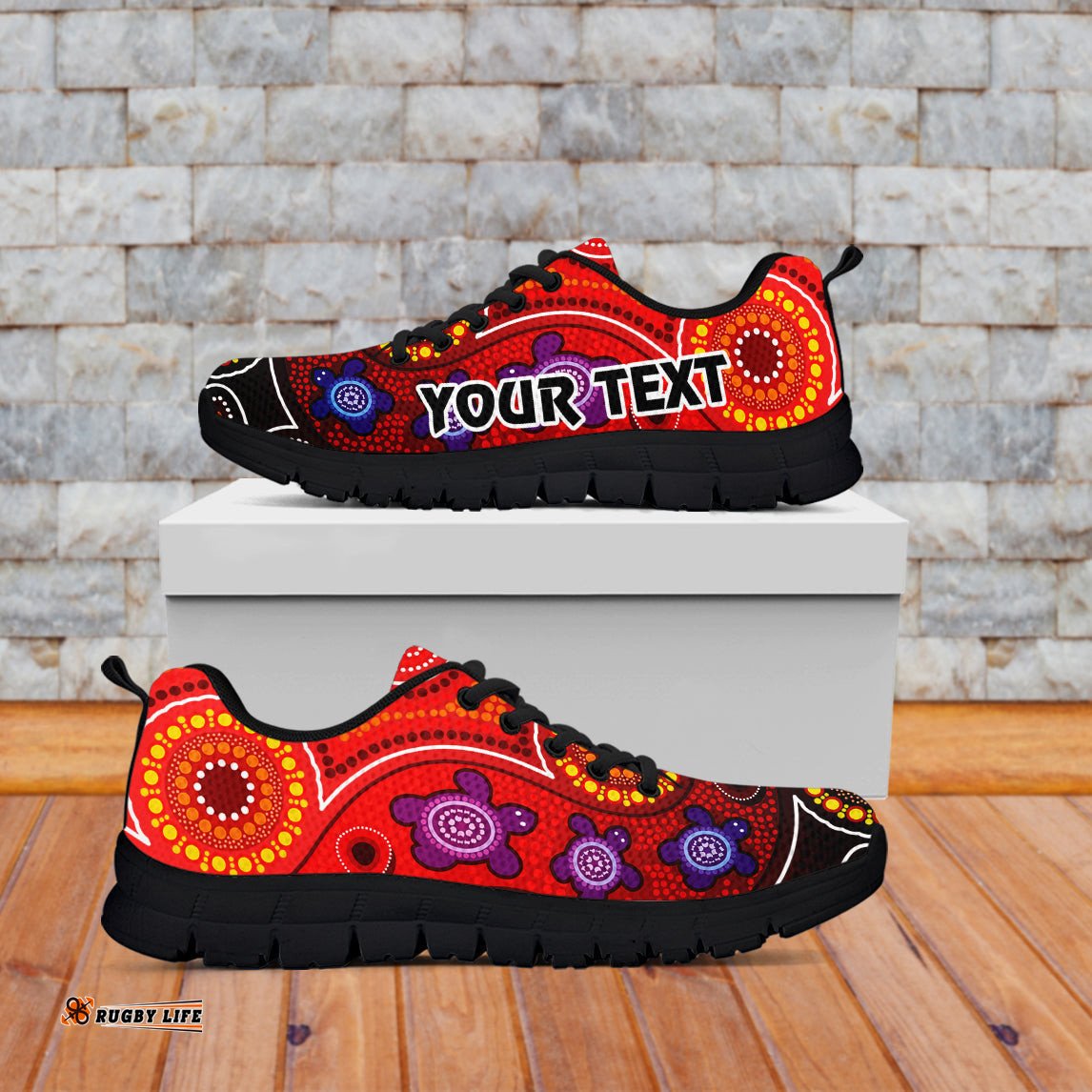 Custom Text And Number Australia NAIDOC Week Australian Aboriginal Dhari Kangaroo Artsy Style Sneakers
