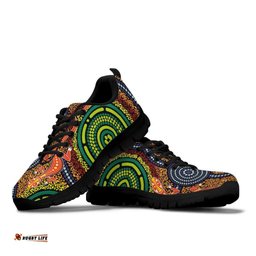 Aboriginal Two Lizards Dot Painting Circle Sneakers