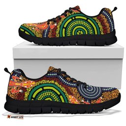 Aboriginal Two Lizards Dot Painting Circle Sneakers