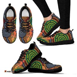 Aboriginal Two Lizards Dot Painting Circle Sneakers