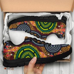 Aboriginal Two Lizards Dot Painting Circle Sneakers