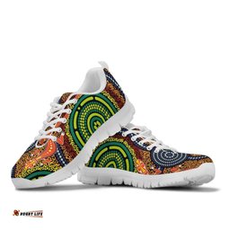 Aboriginal Two Lizards Dot Painting Circle Sneakers