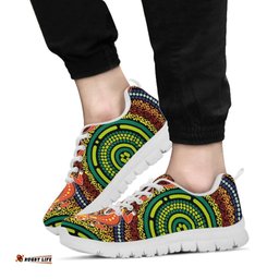 Aboriginal Two Lizards Dot Painting Circle Sneakers