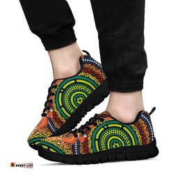 Aboriginal Two Lizards Dot Painting Circle Sneakers