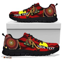 Custom Australia Aboriginal Dots With Didgeridoo Black Sneakers