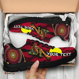 Custom Australia Aboriginal Dots With Didgeridoo Black Sneakers