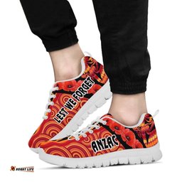 ANZAC Lest We Forget Poppy New Zealand Maori Silver Fern Australia Aboriginal Sneakers
