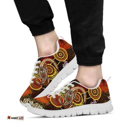 Aboriginal Kangaroo and Lizard Dot Painting Art Sneakers