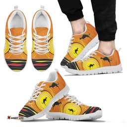 Aboriginal Kangaroo Sun Dot Painting Landscape Art 03 Sneakers