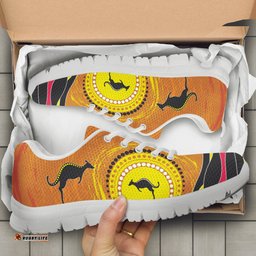Aboriginal Kangaroo Sun Dot Painting Landscape Art 03 Sneakers
