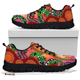 Aboriginal Aussie Indigenous Patterns Orange Sneakers