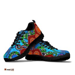 Aboriginal Aussie Indigenous Patterns Blue Sneakers
