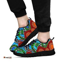 Aboriginal Aussie Indigenous Patterns Blue Sneakers
