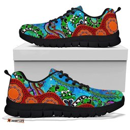 Aboriginal Aussie Indigenous Patterns Blue Sneakers