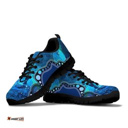 Aboriginal Australia Indigenous Flag Circle Dot Painting Art Blue Sneakers
